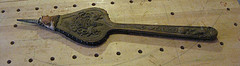 As Received image of an early 20th Century fireplace bellows – before restoration